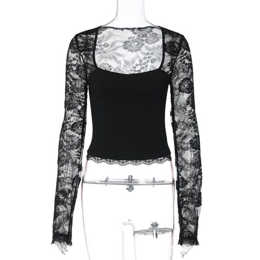 Blusa Manga Larga con Encaje y Detalles Calados - Image 8