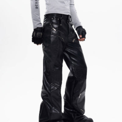 Pantalones de Cuero para Hombre con Diseño de Cierre - Otoño - Image 5