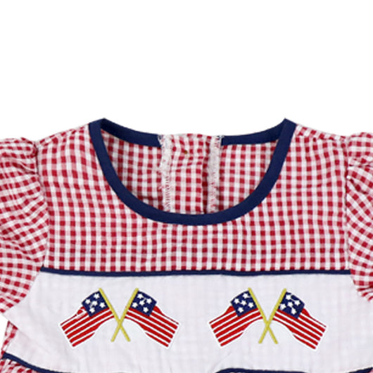 Vestido Infantil Festivo a Cuadros con Bordados para el Día de la Independencia - Image 16