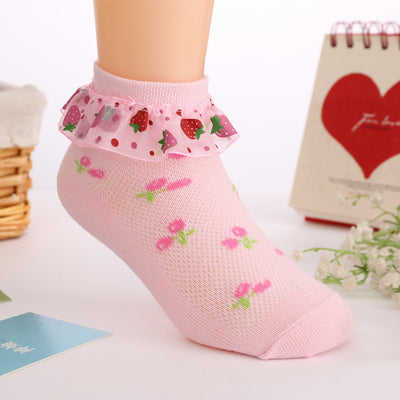 Calcetines Deportivos Mesh Fresa para Niñas - Tubo Medio - Image 10