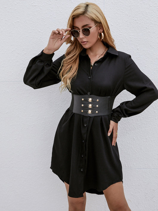 Vestido Camisero Largo con Cinturón para Otoño e Invierno - Image 5