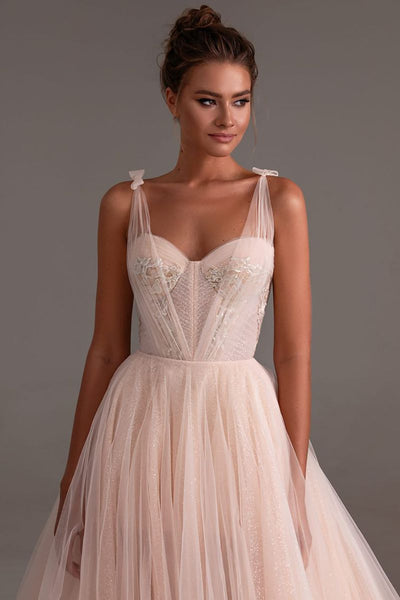Vestido de Novia Color Champagne con Tirantes - Image 8