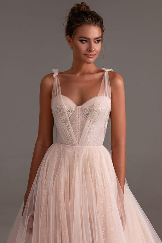 Vestido de Novia Color Champagne con Tirantes - Image 8