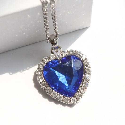 Collar Corazón de Cristal Azul Estilo Océano - Image 6
