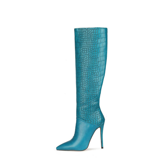 Botas Stiletto de Cocodrilo Brillante para Mujer - Diseño Silencioso - Image 9