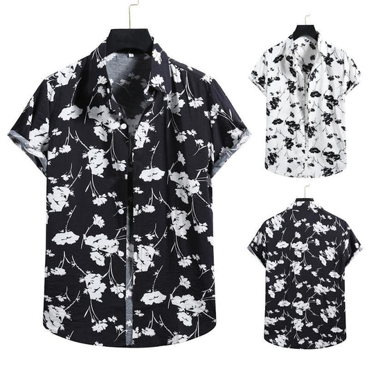 Camisa Casual de Manga Corta con Estampado Floral para Hombre