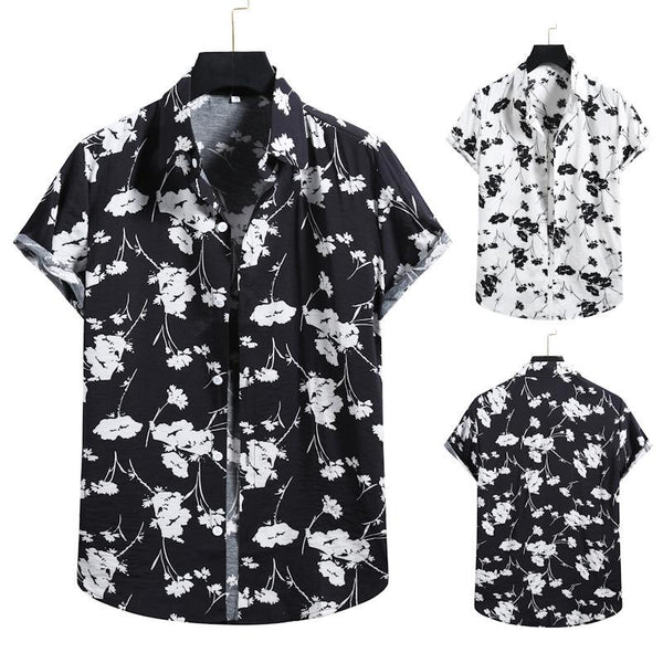 Camisa Casual de Manga Corta con Estampado Floral para Hombre