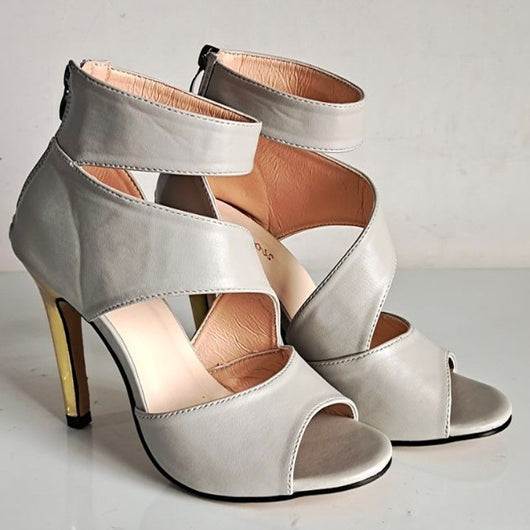 Sandalias Stiletto Romanas con Boca de Pez y Cierre de Cremallera