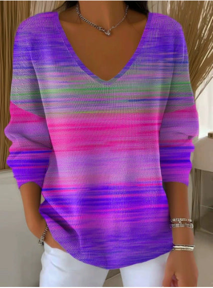 Suéter Cuello V Manga Larga con Impresión 3D Digital para Mujer - Image 16