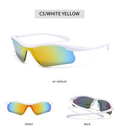 Blue frame sunglasses with blue mirrored lenses, ideal for outdoor sports and fashion wear. - Image 15