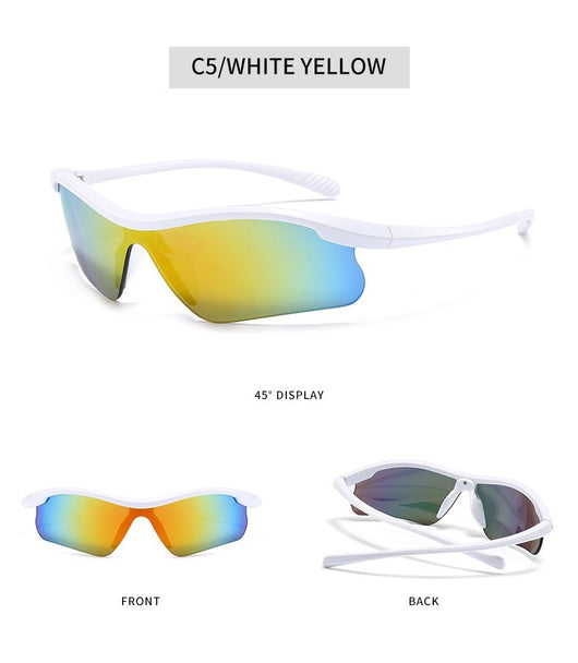 Blue frame sunglasses with blue mirrored lenses, ideal for outdoor sports and fashion wear. - Image 15