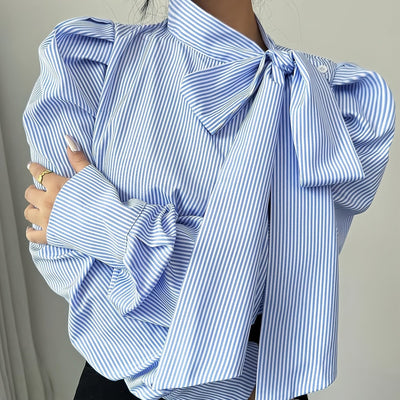 Blusa Elegante con Lazo en el Cuello y Mangas Largas para Mujer - Image 6