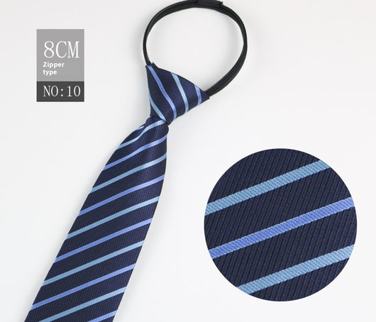 Corbata Negra Rayada Azul con Cierre Rápido - Corbata Ejecutiva Lazy Zip - Image 109