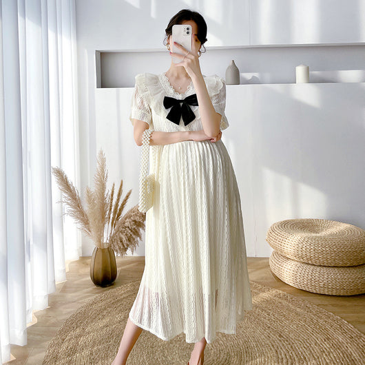 Vestido de Maternidad Midi con Estilo Moderno y Personalidad - Image 7