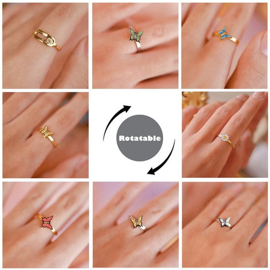 Anillo Giratorio Antiestrés para Mujer - Fidget Ring Alivia Ansiedad