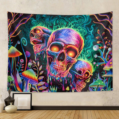 Tapiz Calavera Fluorescente Reactivo a Luz Negra UV - Image 10