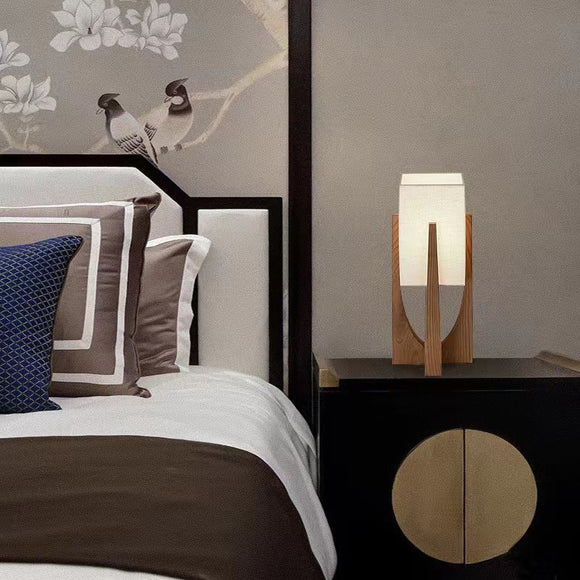 Lámpara de Mesa Decorativa de Madera para Dormitorio