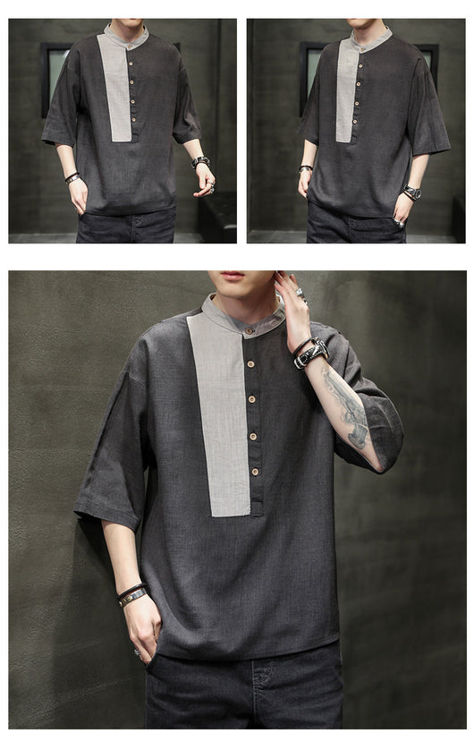 Blusa Casual de Algodón y Lino con Manga Corta Suelta - Image 19