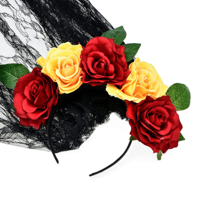 Diadema de Rosas Artificiales con Velo de Encaje - Image 20