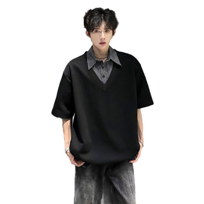 Playera Casual para Hombre con Cuello Falso Doble y Manga Corta - Image 5