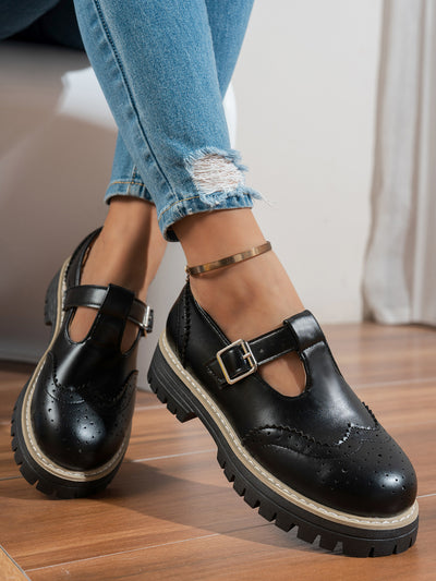 Zapatos de Tacón Retro Británico con Hebilla Calada - Image 13