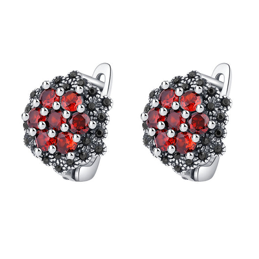 Aretes Clip Plata 925 Tailandés Retro con Circón Azul Incrustado - Image 7