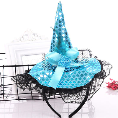 Diadema de Sombrero de Bruja para Halloween con Encaje y Lentejuelas - Image 5