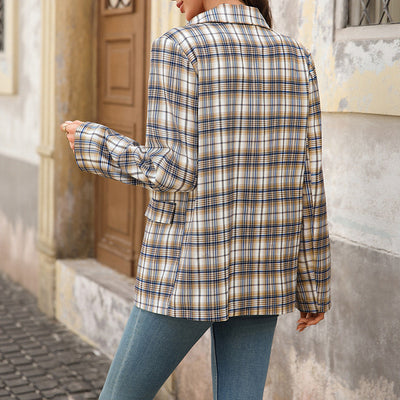 Blazer Cuadros Estilo Universitario para Mujer - Image 3