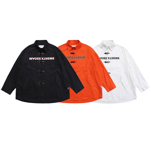 Camisa de Manga Larga con Estampado de Letras Urbanas Europeo-Americano para Hombre