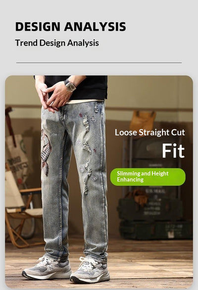Jeans Rectos Stretch con Bordados para Hombre - Image 10
