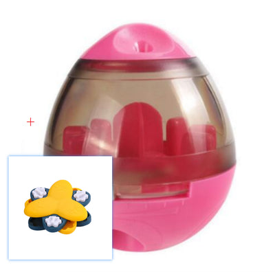 Pink and clear egg-shaped pet food dispenser with internal baffles, designed for slow feeding. - Image 10