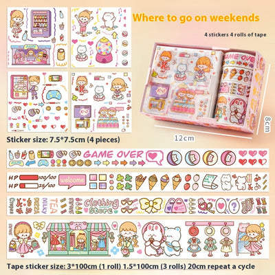 Set de Stickers Adhesivos Infantiles con Diseños Animados y Cinta Decorativa - Image 6