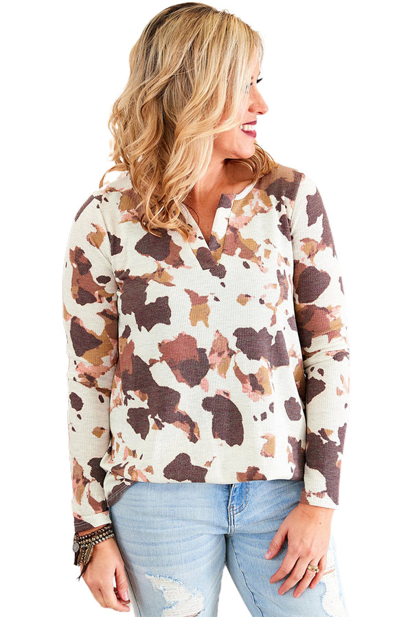 Blusa Acolchada Suelta con Patrón de Vacas - Cardigan Casual de Manga Larga para Mujer - Image 4