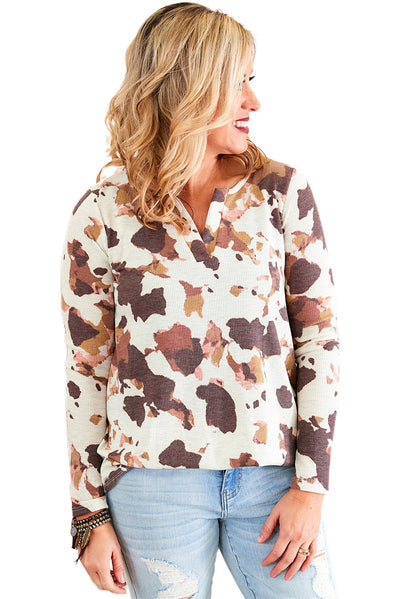 Blusa Acolchada Suelta con Patrón de Vacas - Cardigan Casual de Manga Larga para Mujer - Image 4