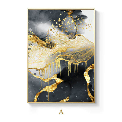 Pósters de Arte Mural Blanco y Negro con Dorado - Image 10