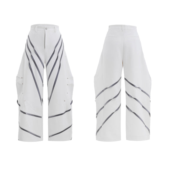 Pleated Trousers with Metallic Details and Studs