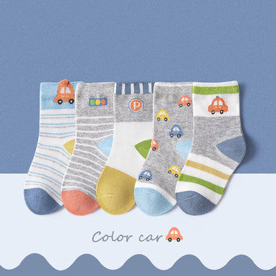 Calcetines Infantiles Estampado Autos Algodón Transpirable Tubo - Image 6