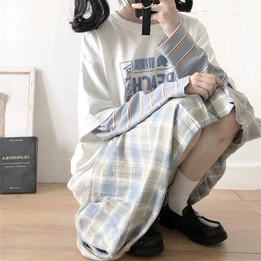 Camiseta Vintage Japonesa Falso Dos Piezas Manga Larga - Image 12