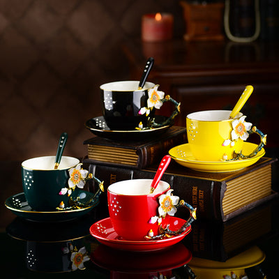 Juego de Taza y Platillo de Cerámica Esmaltada Creativa - Image 9