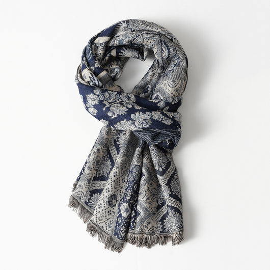 Bufanda Étnica de Algodón Jacquard para Hombre con Borlas - Cálida y Suave - Image 7