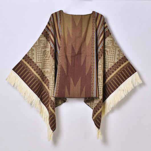Poncho Denim Estilo Western con Flecos - Abrigo Cálido Unisex para Exteriores - Image 11