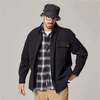 Chamarra Overol Retro Americana para Hombre en Algodón Pesado