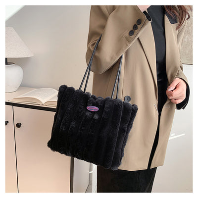 Bolso Tote Grande de Felpa para Otoño e Invierno - Image 25
