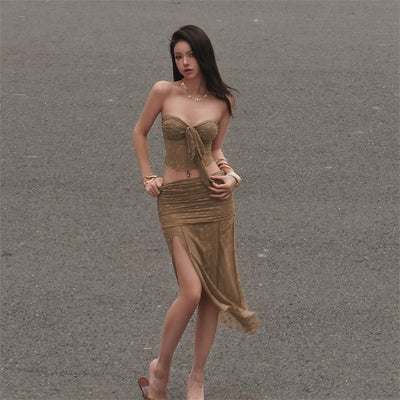 Falda Envolvente Midi de Encaje de Nylon con Corte Irregular - Image 19