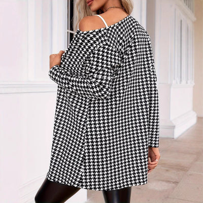 Abrigo Estampado Dos Estaciones para Mujer - Cuello Redondo Traje Pequeño - Image 4