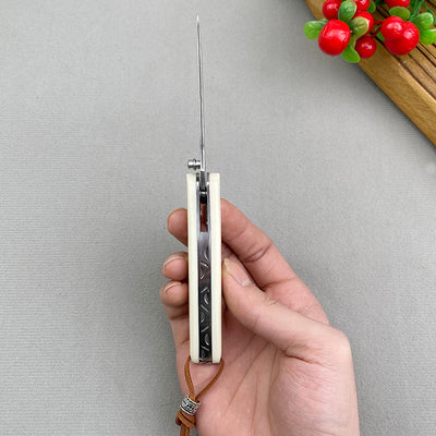 Cuchillo Plegable Portátil de Acero Damasco para Aventuras al Aire Libre - Image 10