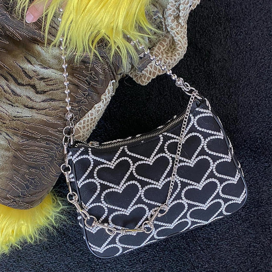 Bolso de Cadena Y2K con Corazón Bordado - Estilo Hot Girl Sweet Cool - Image 17
