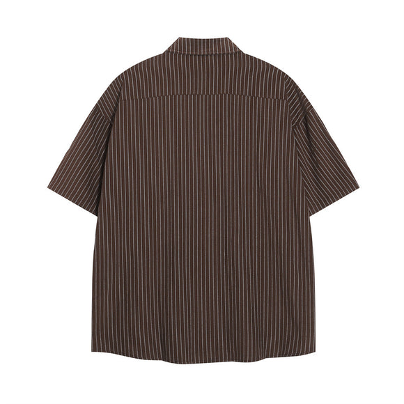 Camisa de Manga Corta con Rayas Verticales para Hombre