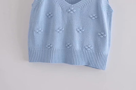 Conjunto Dos Piezas: Cardigan Tejido Floral Manga Larga + Camiseta Ajustada Cuello Redondo - Image 18