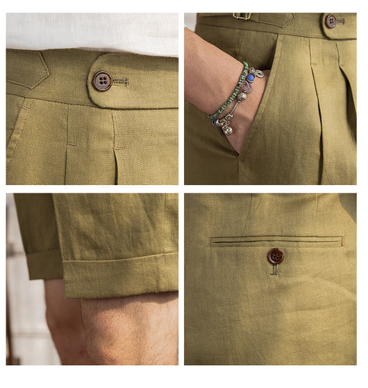 Pantalones Cortos de Lino Transpirable Estilo Italiano Ligeros y Versátiles - Image 18